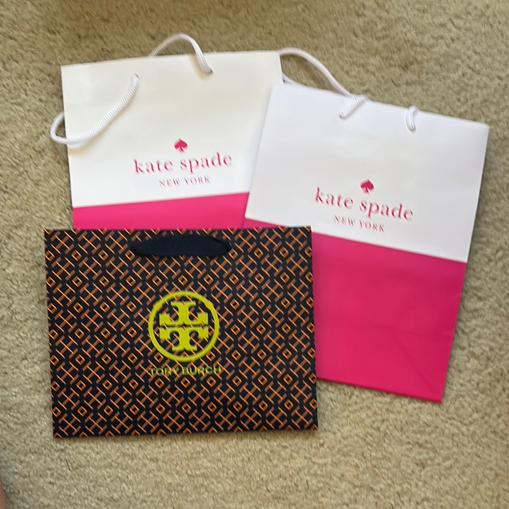 1 small Tory Burch Black and Brown & 2 medium Kate spade gift bags